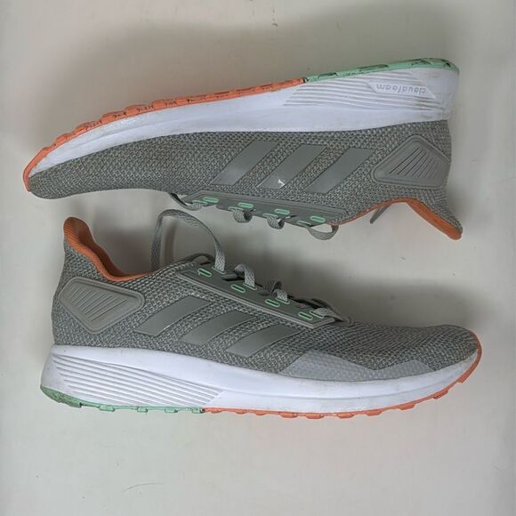 Adidas Cloud-foam sneakers, women’s US 10, gray/peach/seafoam green, preowned - Picture 2 of 11